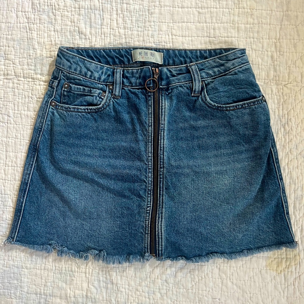 Free People Zipper Denim Mini Skirt